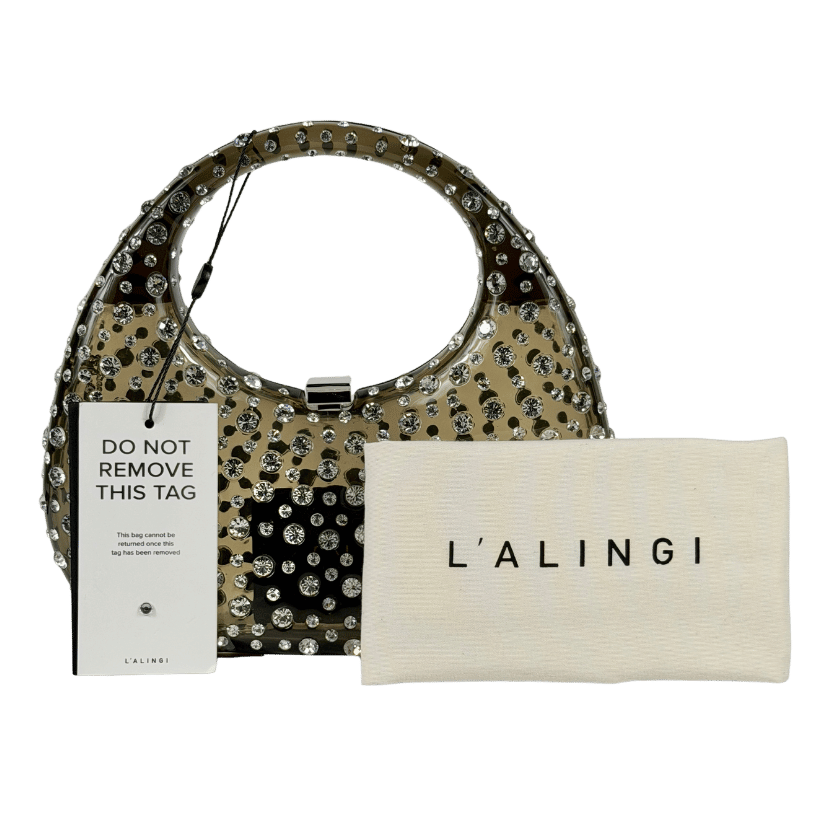 L'ALINGI Black Crystal Encrusted Resin Bag