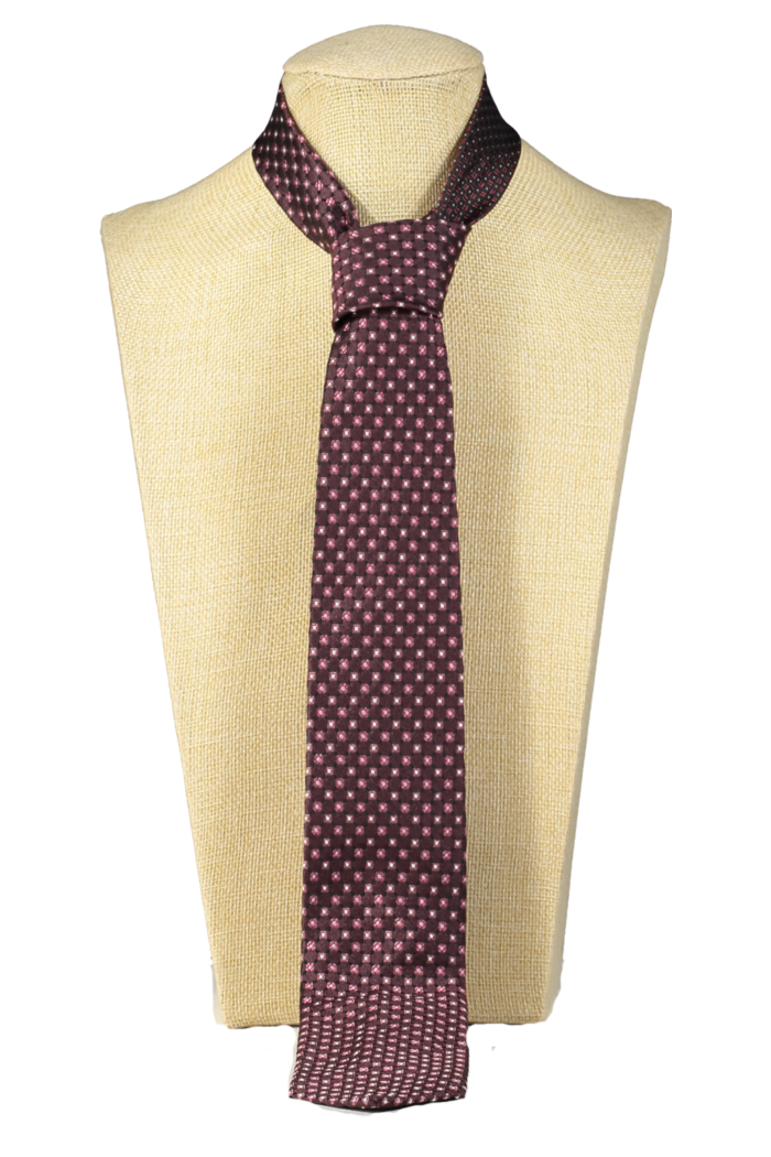 PRADA Burgundy Patten 100% Silk Neck Tie
