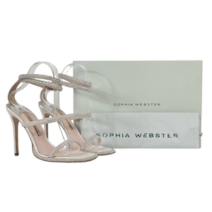 SOPHIA WEBSTER White Callista Crystal-embellished Heeled Sandals UK 4 EU 37