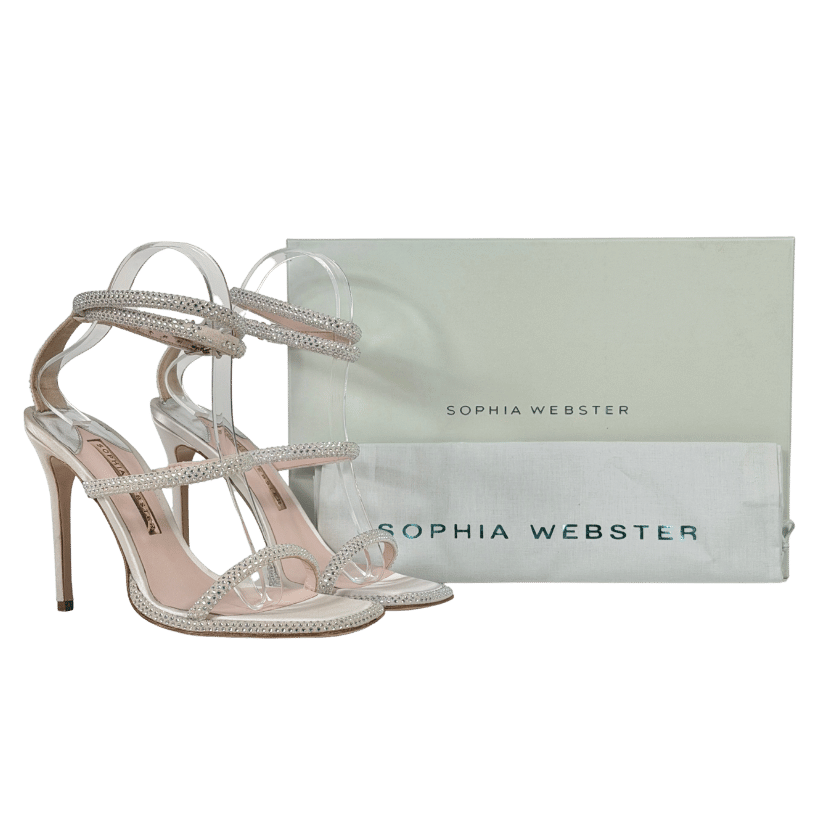 SOPHIA WEBSTER White Callista Crystal-embellished Heeled Sandals UK 5 EU 38