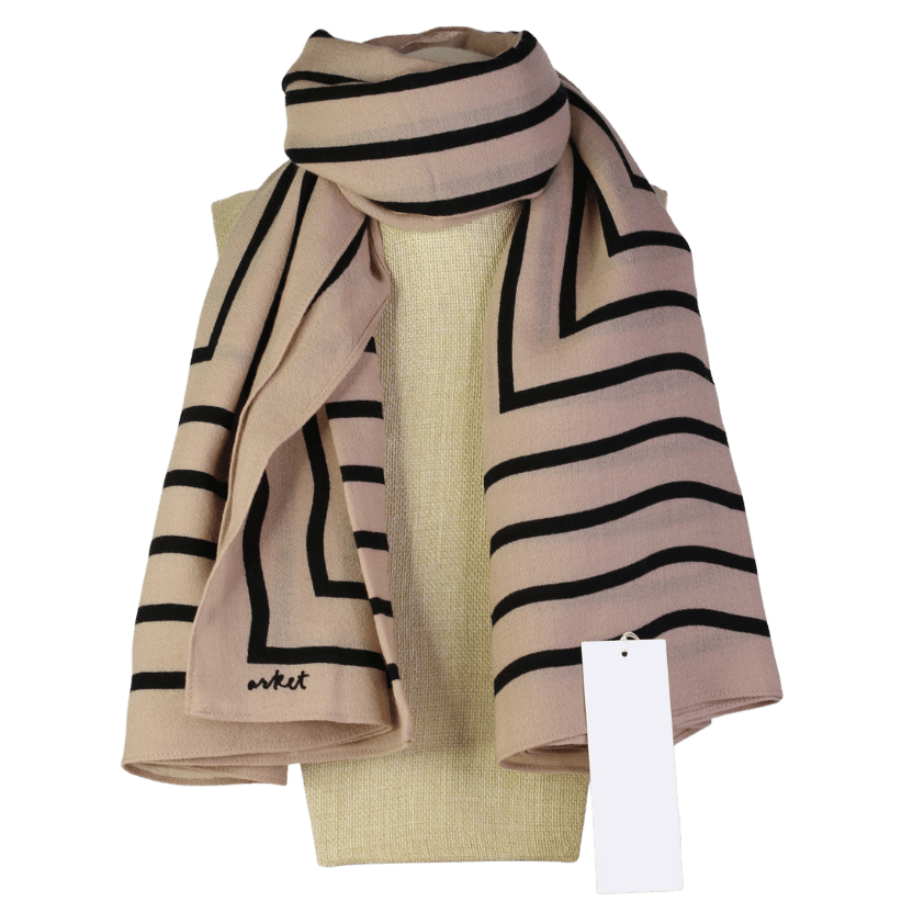 Arket Beige Printed Scarf One Size