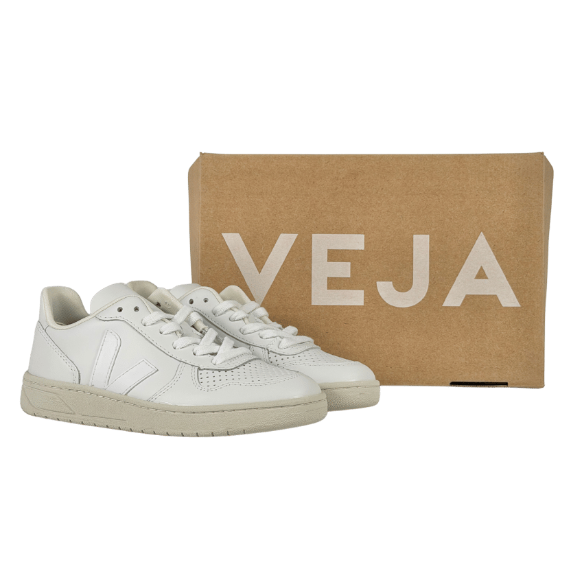 VEJA V-10 Leather Extra White Trainers UK 2 EU 35