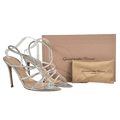 GIANVITO ROSSI Ettie 105 Metallic Silver Leather Sandals UK 7 EU 40