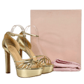 JENNIFER CHAMANDI Metallic Gold Nappa Leather Roberto 130 Bespoke Platform Sandals UK 7.5 EU 40.5