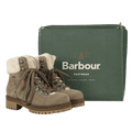 BARBOUR Beige Quilted Suede Faux Fur-trimmed Suede Boots UK 3 EU 36