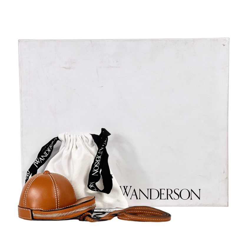 JW ANDERSON Tan Brown Leather Nano Cap Crossbody Bag