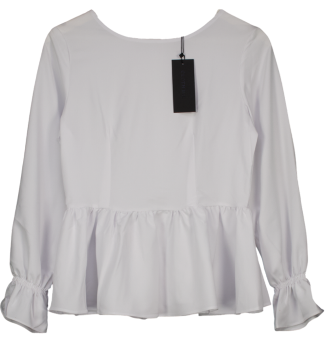 Cloth Inc White Long Sleeve Ruched Zip-back Blouse UK M