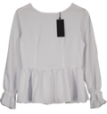 Cloth Inc White Long Sleeve Ruched Zip-back Blouse UK M