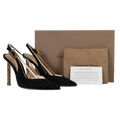 GIANVITO ROSSI Black Suede Leather & Gold Crystal Embellished 110mm Slingback Pumps UK 4 EU 37