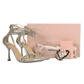 MACH & MACH Sandals - Gaia Metallic Crystal-trimmed Leather Heels UK 3.5 EU 36.5