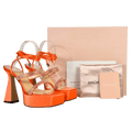 MACH & MACH Sandals - Devon Orange Crystal Embellished Platform Heel UK 6 EU 39