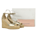 STUART WEITZMAN Metallic Gold Platform Wedge Espadrille Sandals UK 7.5 EU 40.5