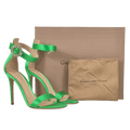 GIANVITO ROSSI Green Satin Crystal Buckle Portofino Heeled 105mm Sandals UK 6 EU 39