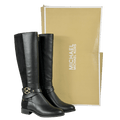 MICHAEL KORS Black / Gold Logo Hardware Knee High Riding Boots UK 4 EU 37