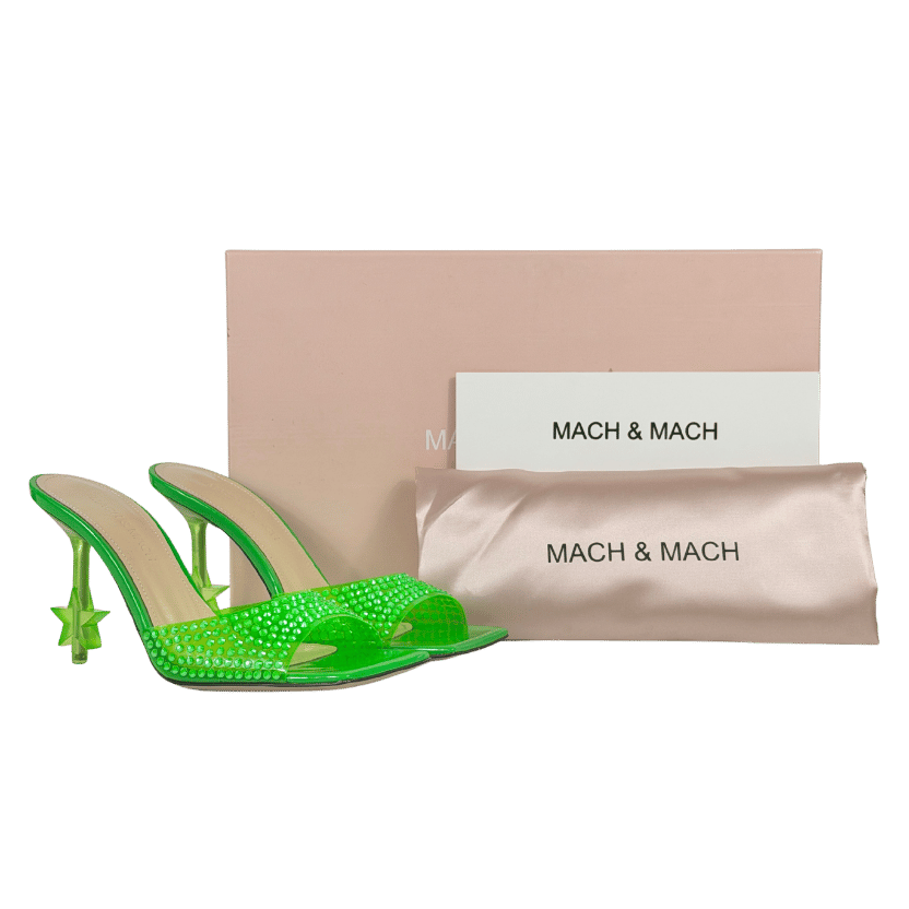 MACH & MACH Green Star Crystal-embellished Pvc Mules UK 2 EU 35