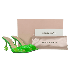 MACH & MACH Green Star Crystal-embellished Pvc Mules UK 2 EU 35