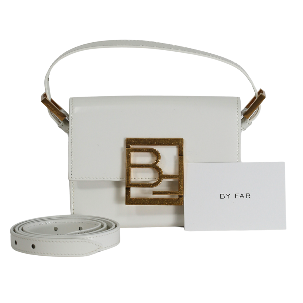 BY FAR Fran Smooth White  Mini Leather Handbag