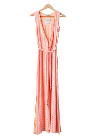 MELISSA ODABASH Coral Pink Lace Beach Dress UK S