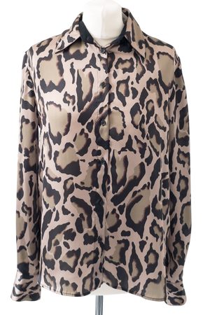Pinko Leopard Print Stretch Silk Satin Blouse UK 8