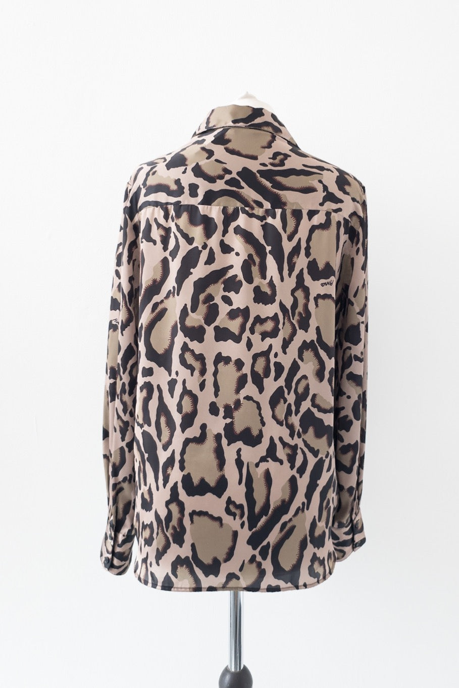 Pinko Leopard Print Stretch Silk Satin Blouse UK 8