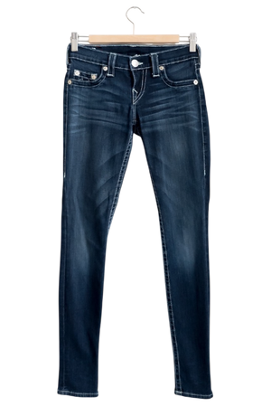True Religion Blue V847 Contrast Stitch Skinny Jeans W25