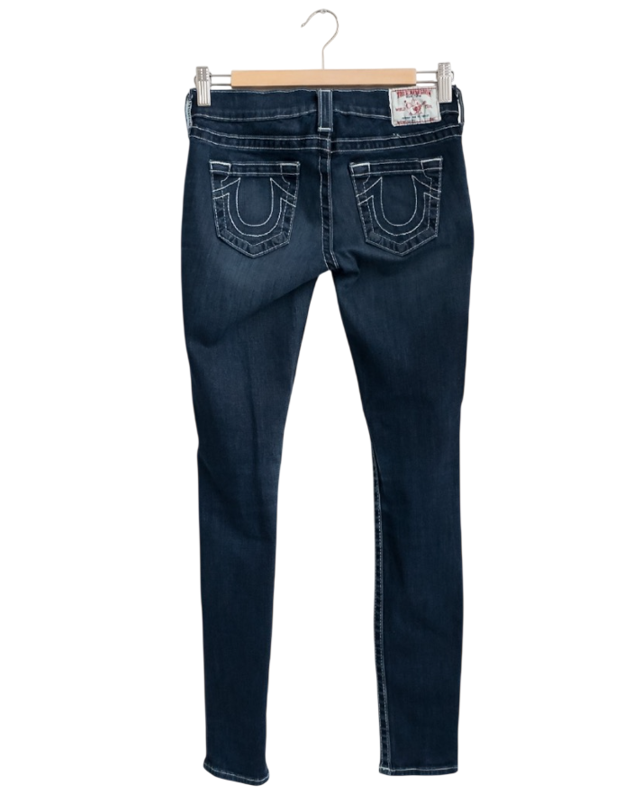 True Religion Blue V847 Contrast Stitch Skinny Jeans W25