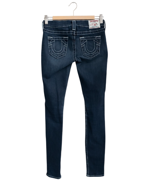 True Religion Blue V847 Contrast Stitch Skinny Jeans W25