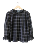 Wyse London Camila Check Broderie Trim Shirt - Black UK 6