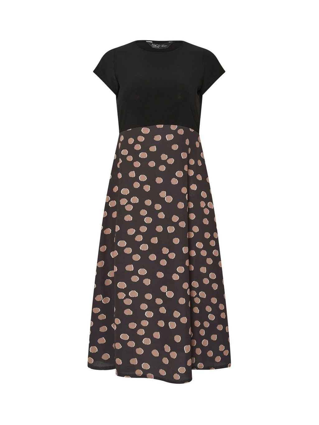 M&Co Black Spot Print Midi Dress - Petite UK 18