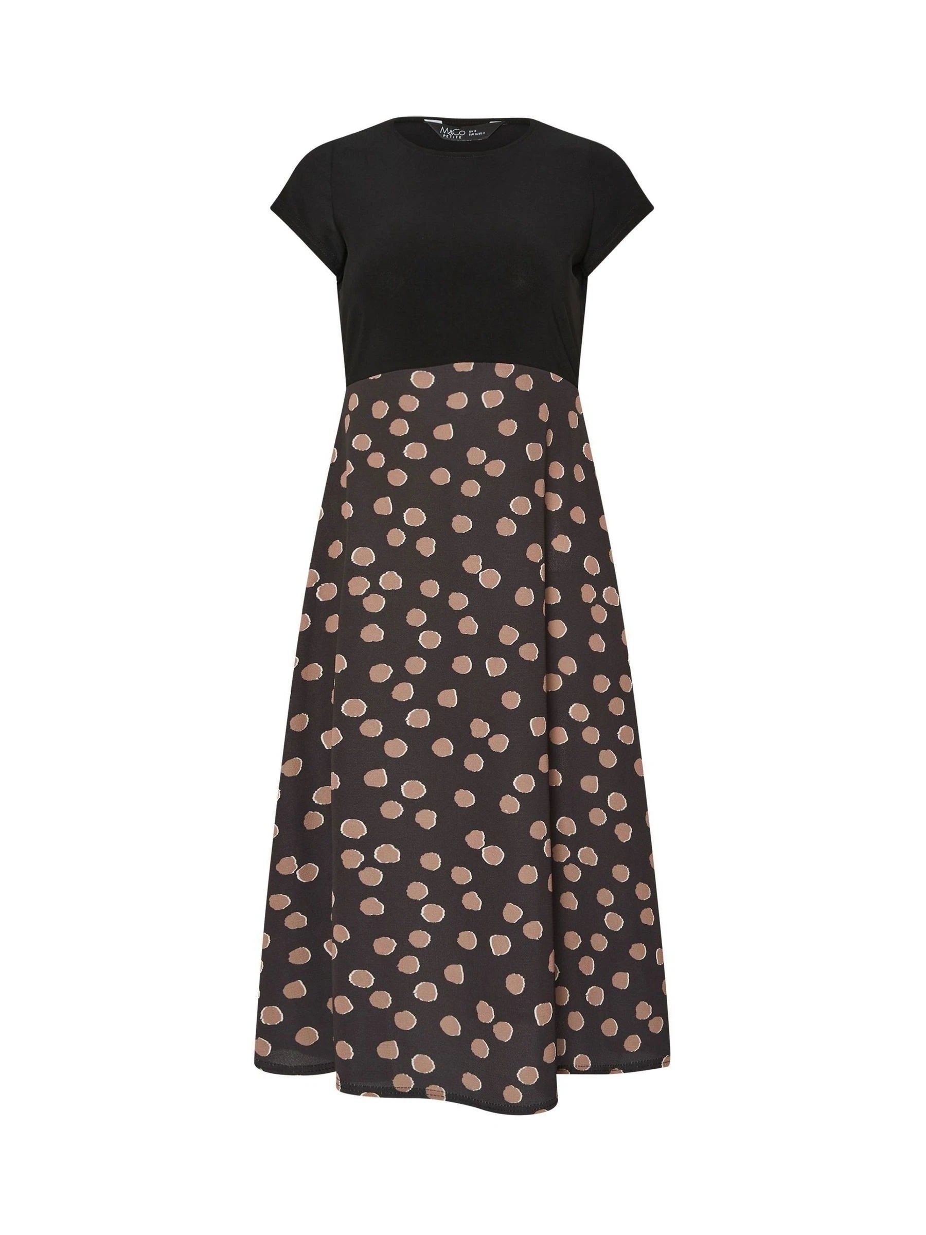 M&Co Black Spot Print Midi Dress - Petite UK 18