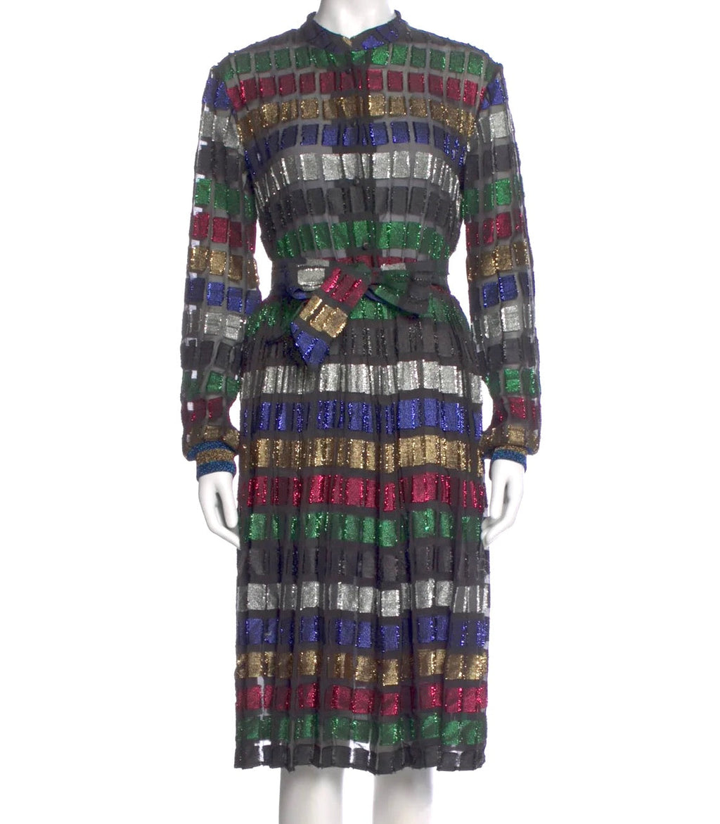 DODO BAR OR Black Metallic Rainbow Shirt Dress UK 8