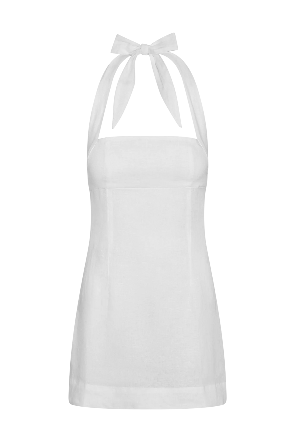 MONDAY SWIMWEAR Montserrat Mini Dress - White Linen Szp UK XS