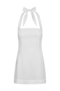 MONDAY SWIMWEAR Montserrat Mini Dress - White Linen Szp UK XS
