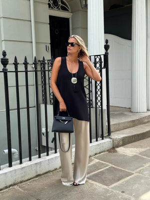 DISSH Black Ray Black Scoop Longline Knit Top UK M