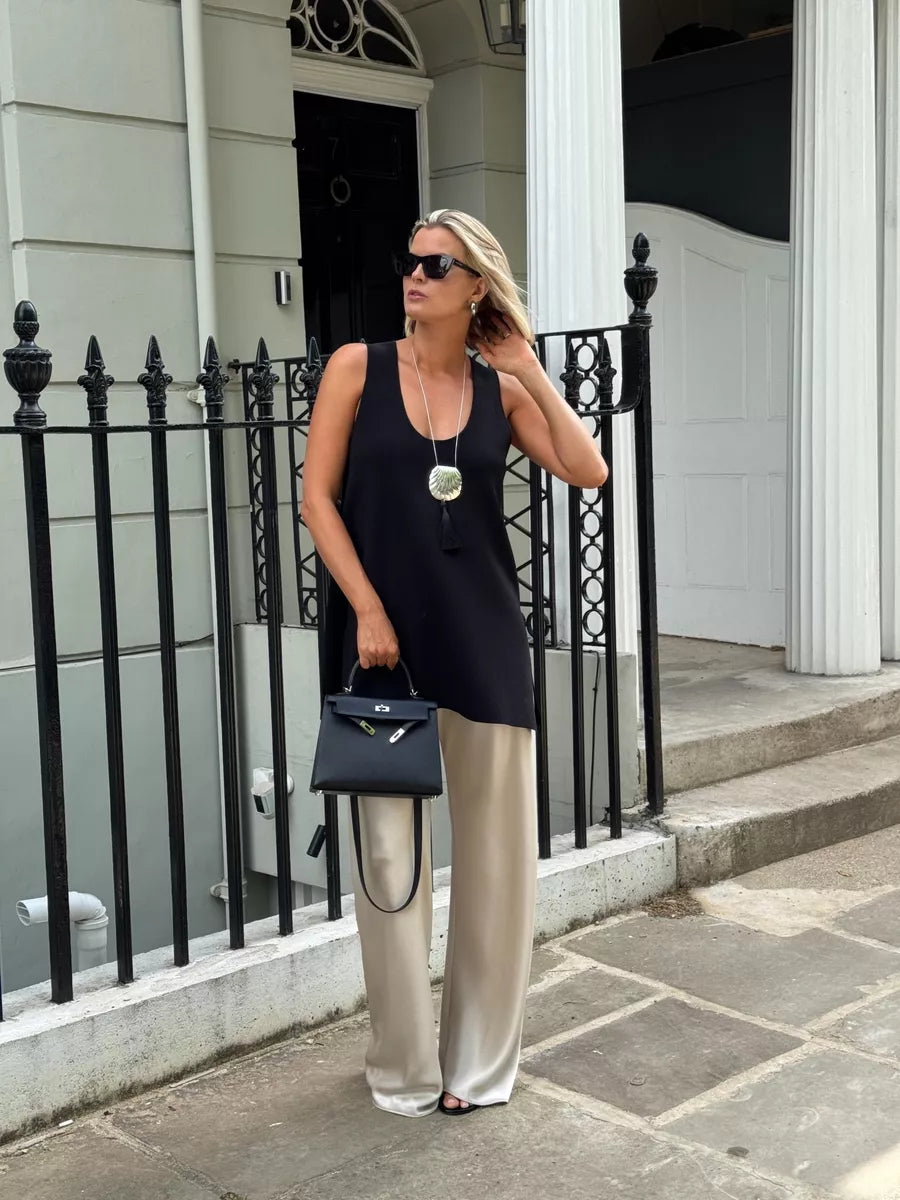 DISSH Black Ray Black Scoop Longline Knit Top UK M
