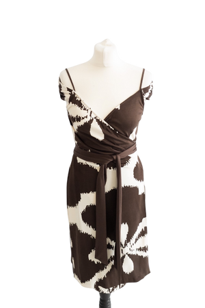 Diane von Furstenberg Brown Silk Wrap Mini Dress US8 UK 12