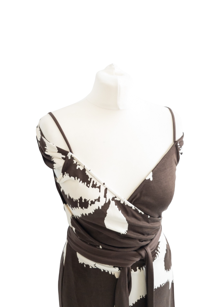 Diane von Furstenberg Brown Silk Wrap Mini Dress US8 UK 12