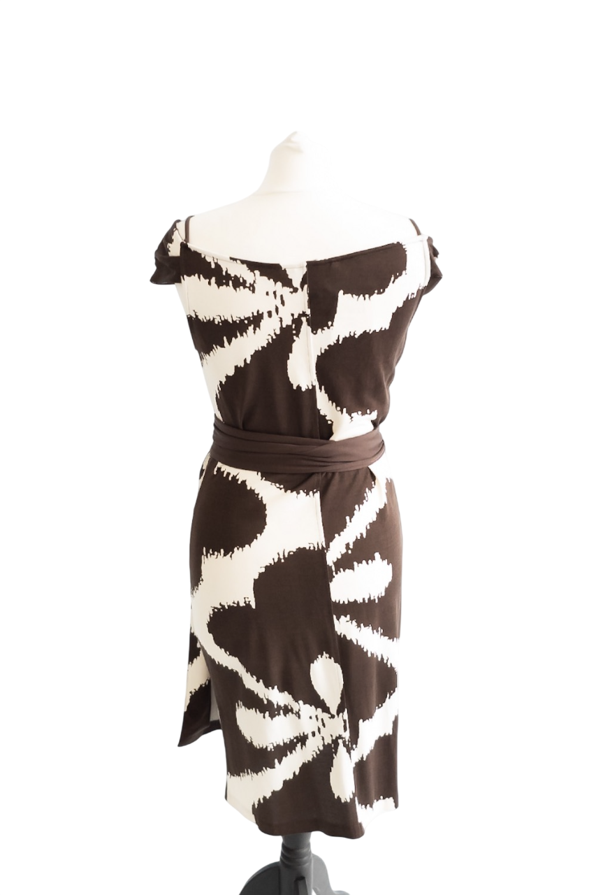 Diane von Furstenberg Brown Silk Wrap Mini Dress US8 UK 12