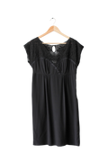 ghost Black 100% Silk Embroidered  Lace Dress UK 10