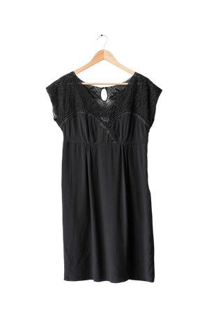 ghost Black 100% Silk Embroidered  Lace Dress UK 10