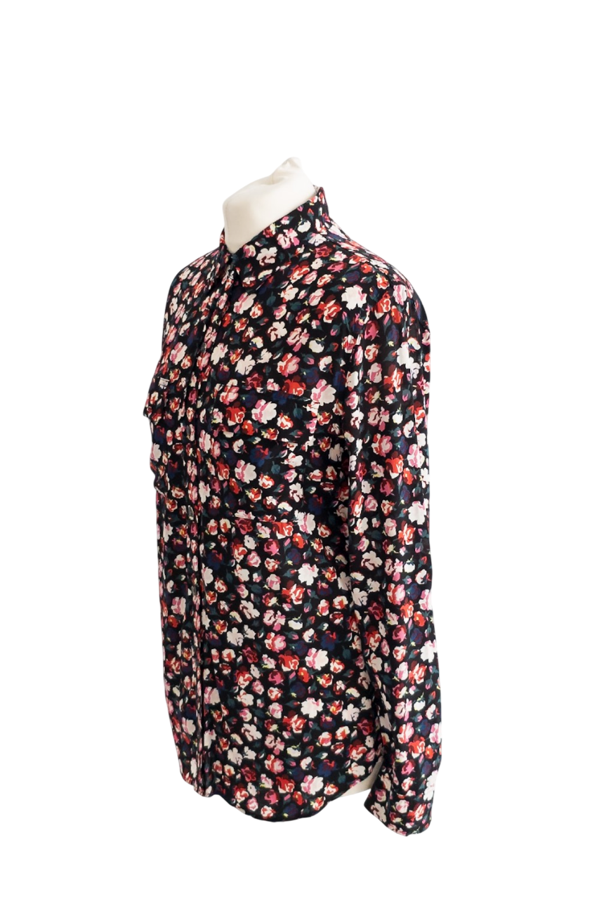 Equipment Black Slim Signature Viscose Floral Shirt UK S