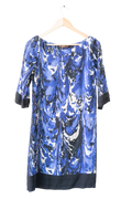 REISS Blue Abstract Painterly Print Dress UK 8