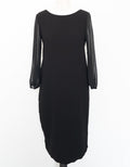 David Emanuel Black Chiffon sleeve Midi Dress With Cape Detail UK 10