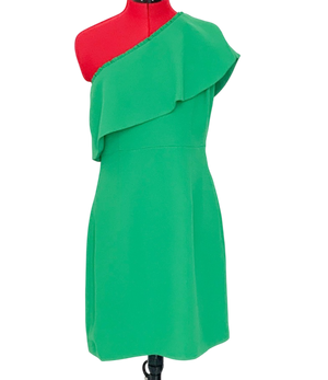 Whistles Green One shoulder ruffle Teagan Dress UK 12