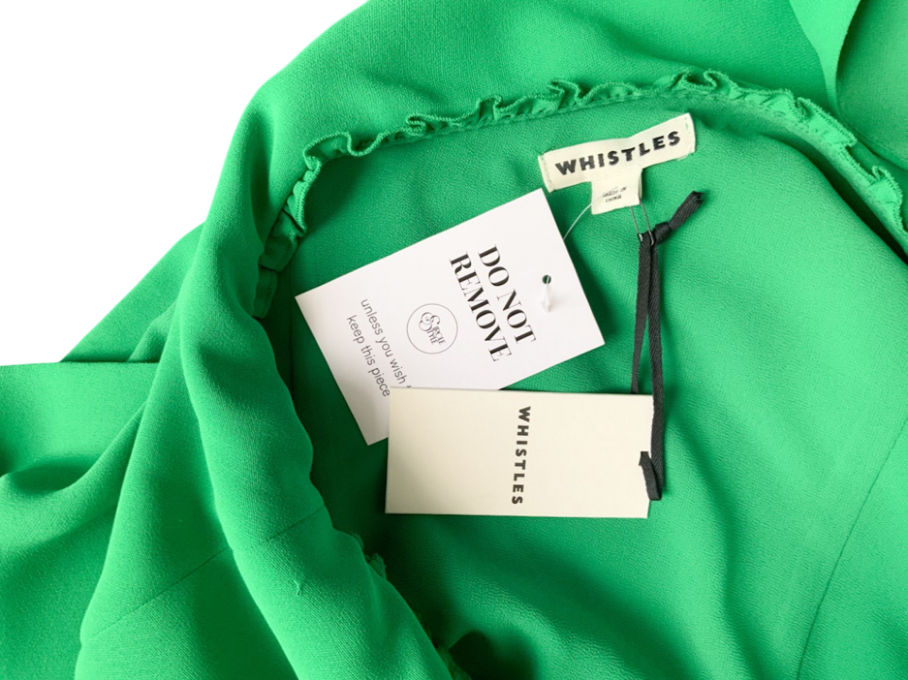 Whistles Green One shoulder ruffle Teagan Dress UK 12