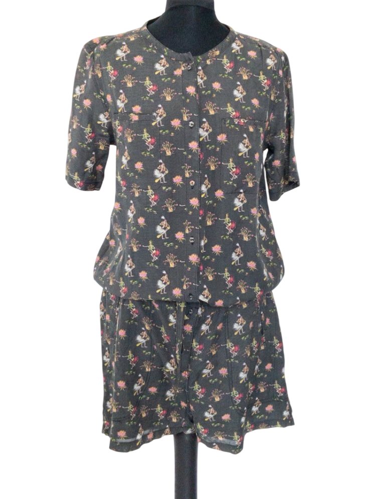 Maison Scotch Black floral print Cruise Collection Jumpsuit UK 10