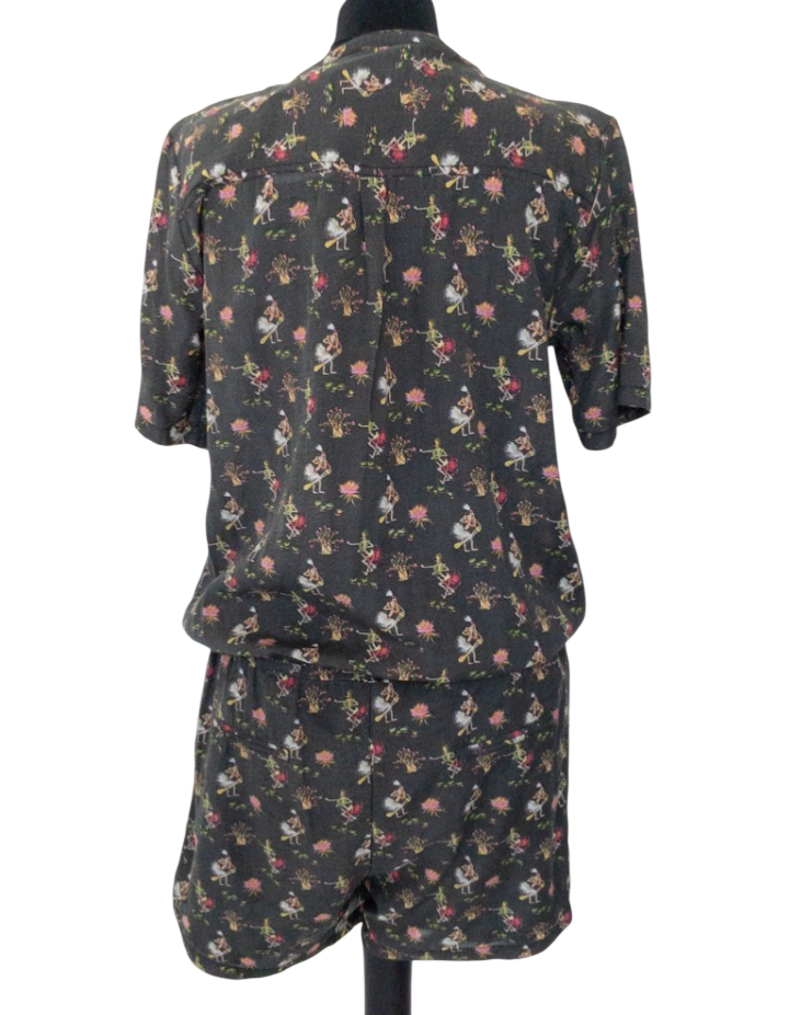 Maison Scotch Black floral print Cruise Collection Jumpsuit UK 10