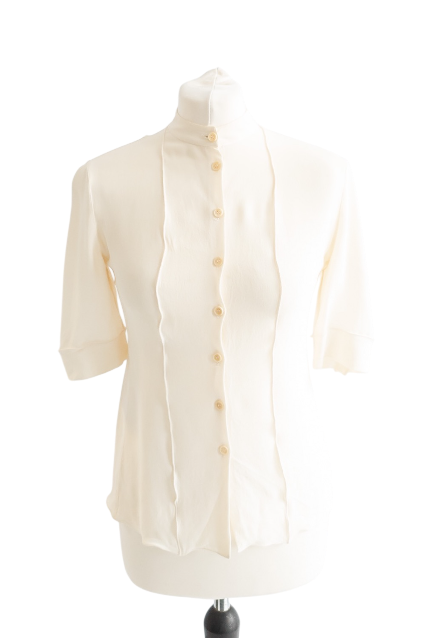 Giorgio Armani Cream Silk Button Down Blouse UK 6