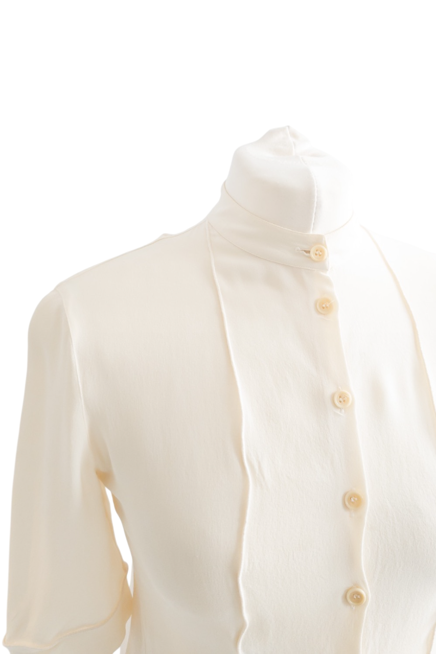 Giorgio Armani Cream Silk Button Down Blouse UK 6