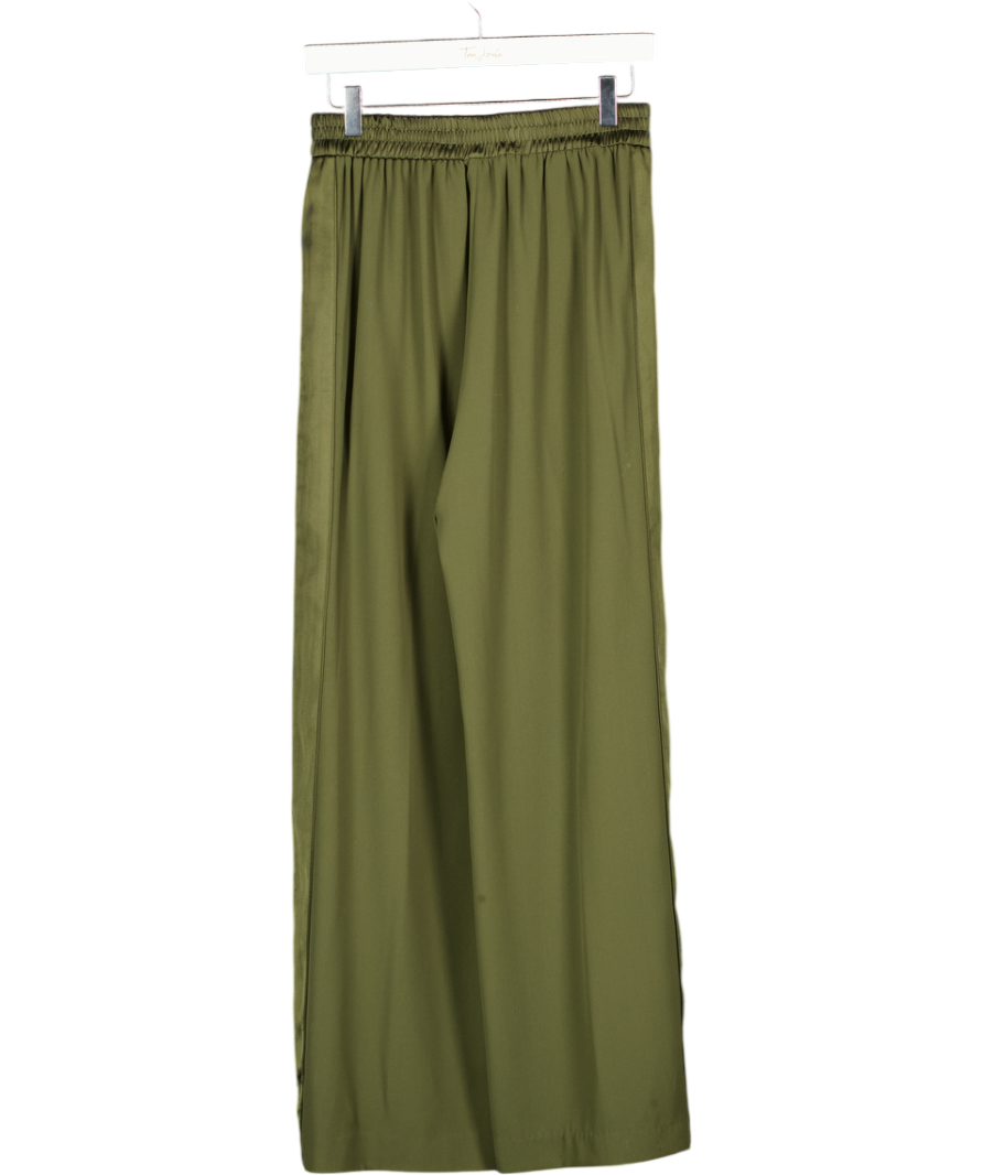 MINT VELVET Khaki Green Satin Side Stripe Trouser UK S